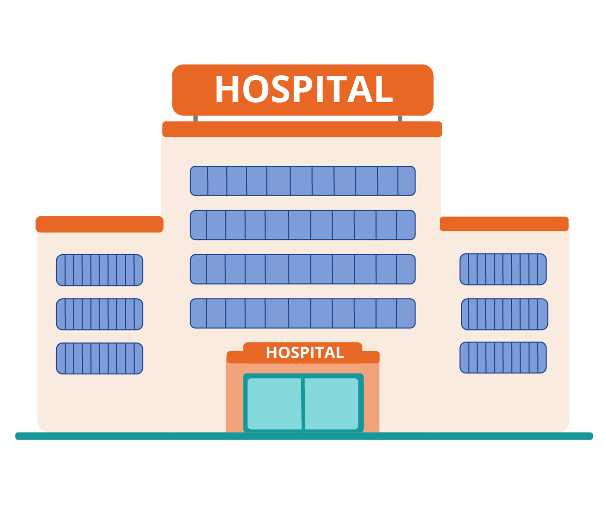 Icono vector de un hospital desde afuera en colores pasteles